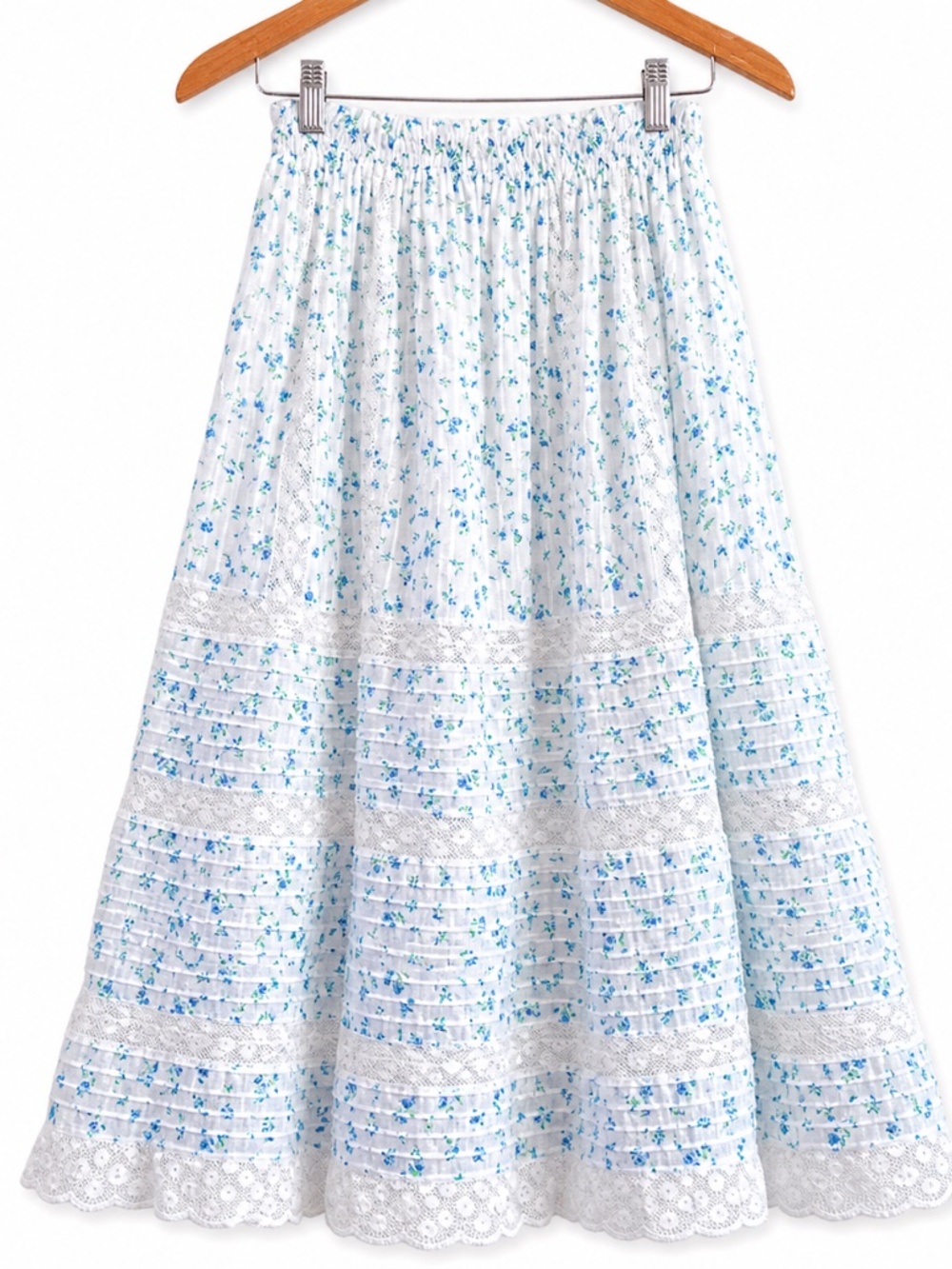 Loveshackfancy Eponda Midi‎ Skirt Floral Ruffle Lace Size S - Picture 3 of 10